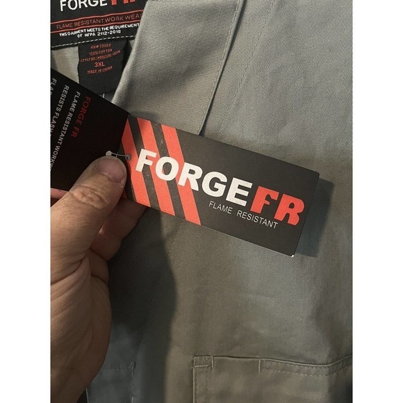 Forge FR Mens Fire Resistant Coveralls Gray Elastic Waist Full Zip Snap 3XL NEW - Picture 11 of 16